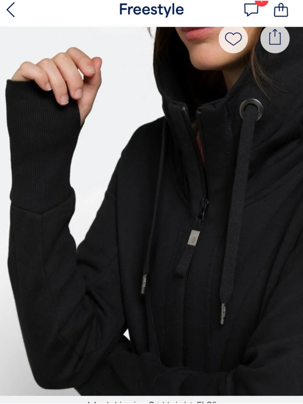MPG Women’s Black Zip Hoodie with Thumbhole Cuffs - Size Medium - Picture 2 of 8